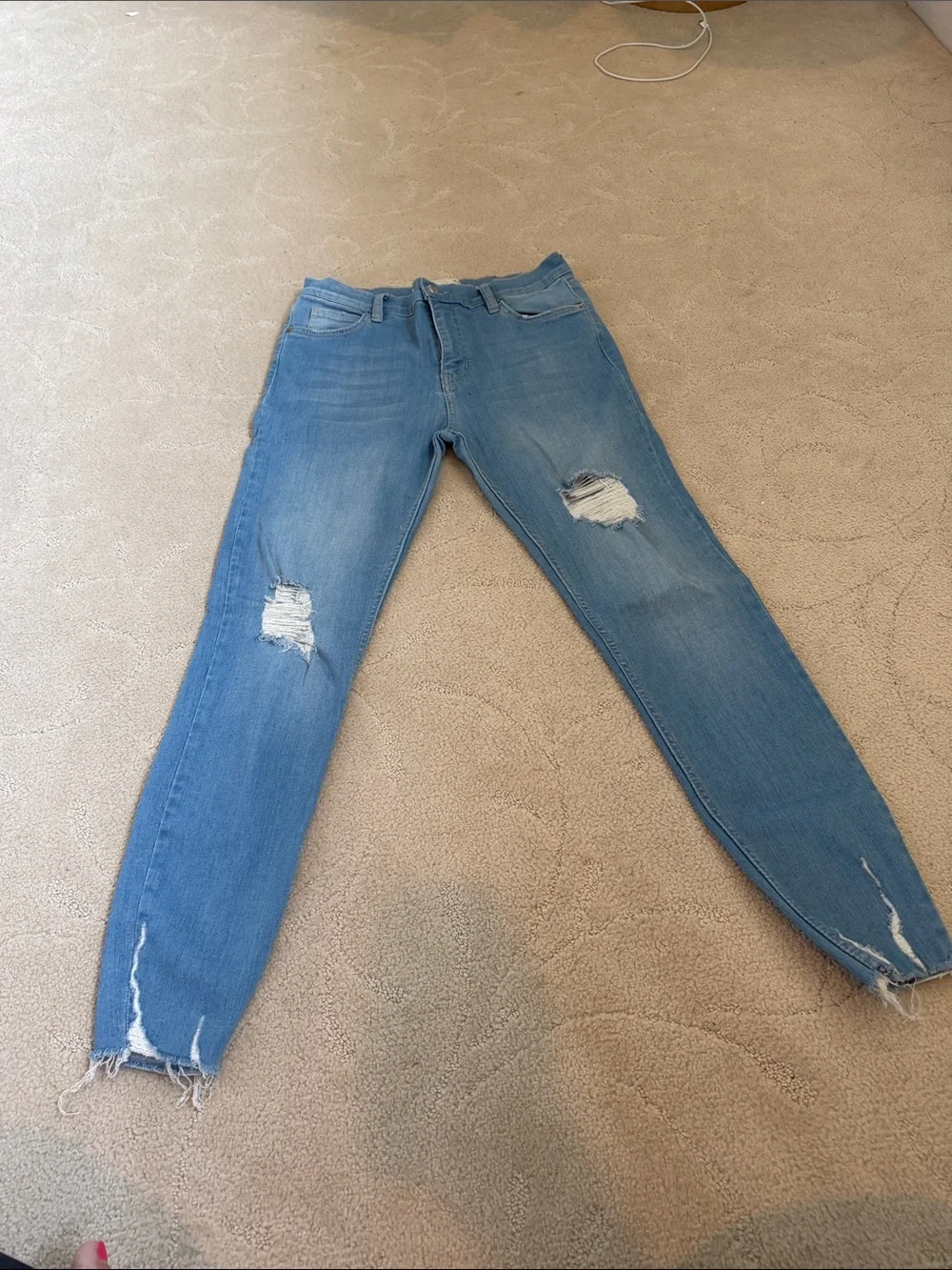 Free People Women's Distressed Light Blue Skinny Jeans
